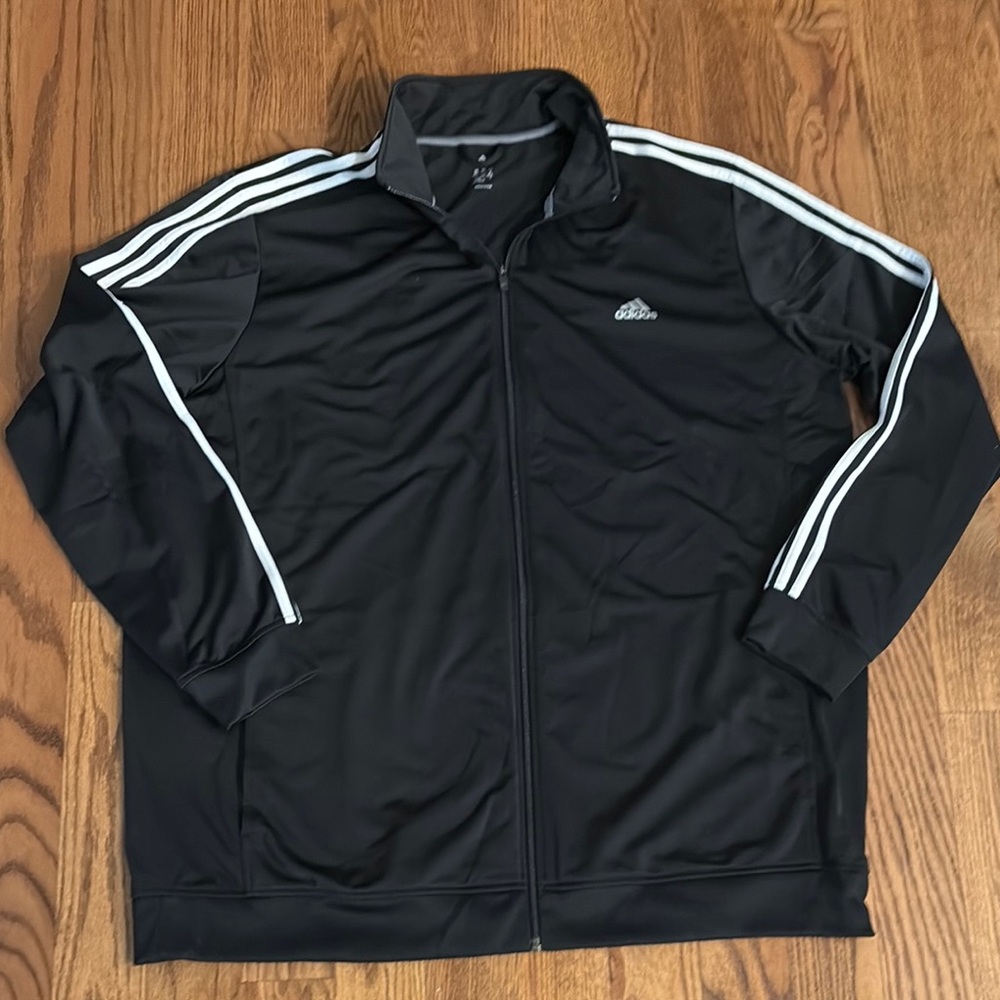 Adidas Black Track Jacket with White Stripes